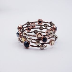 Elegant Multi-Color 4 Layer Wire Wrap Beaded Rhinestone Bracelet